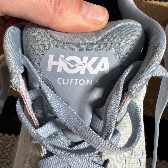 Hoka One One Sneaker Clifton 8 Running Shoes Blue/Gray Women 9.5D Running Walk - Picture 8 of 10